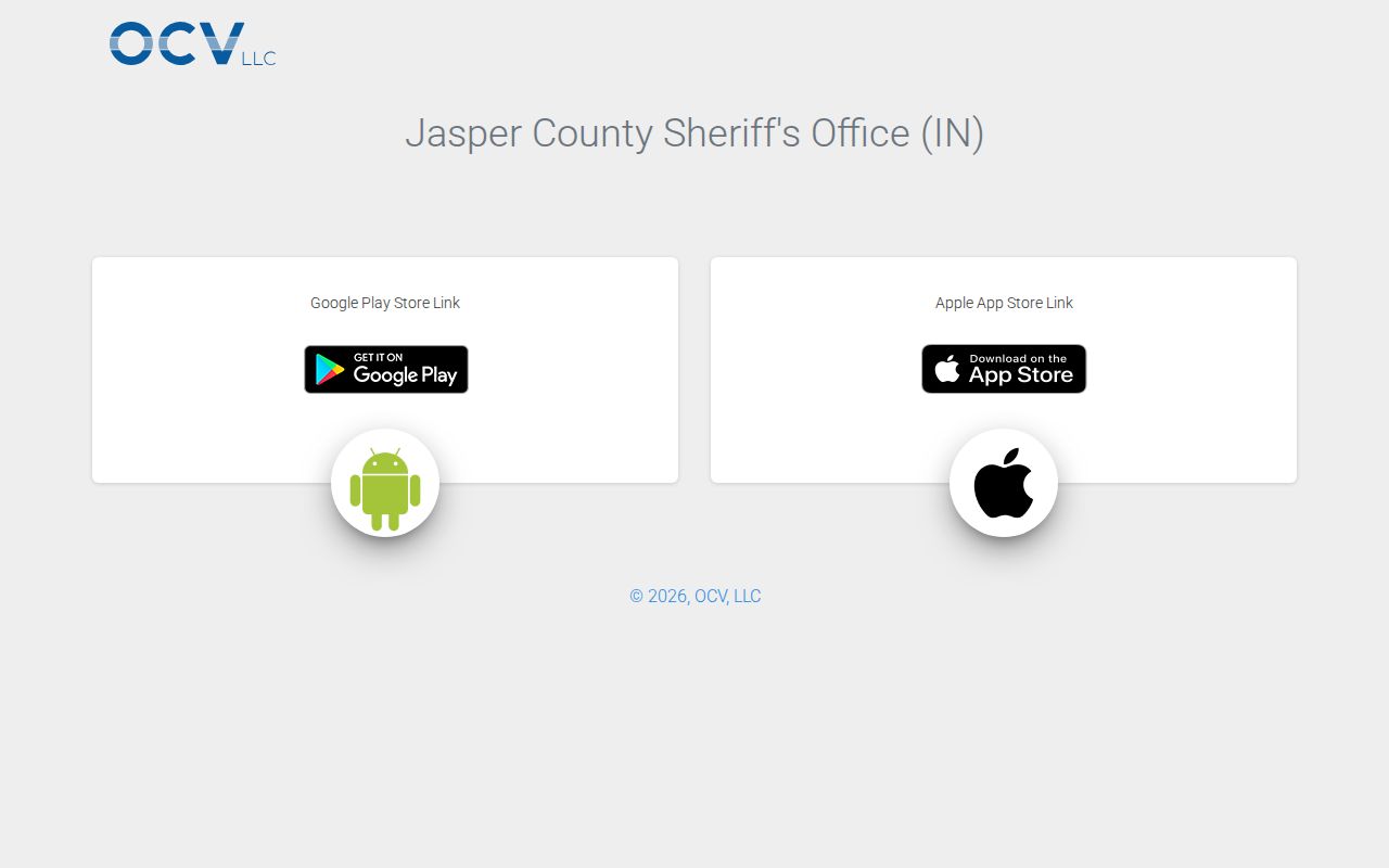 Jasper County Sheriff mobile app page
