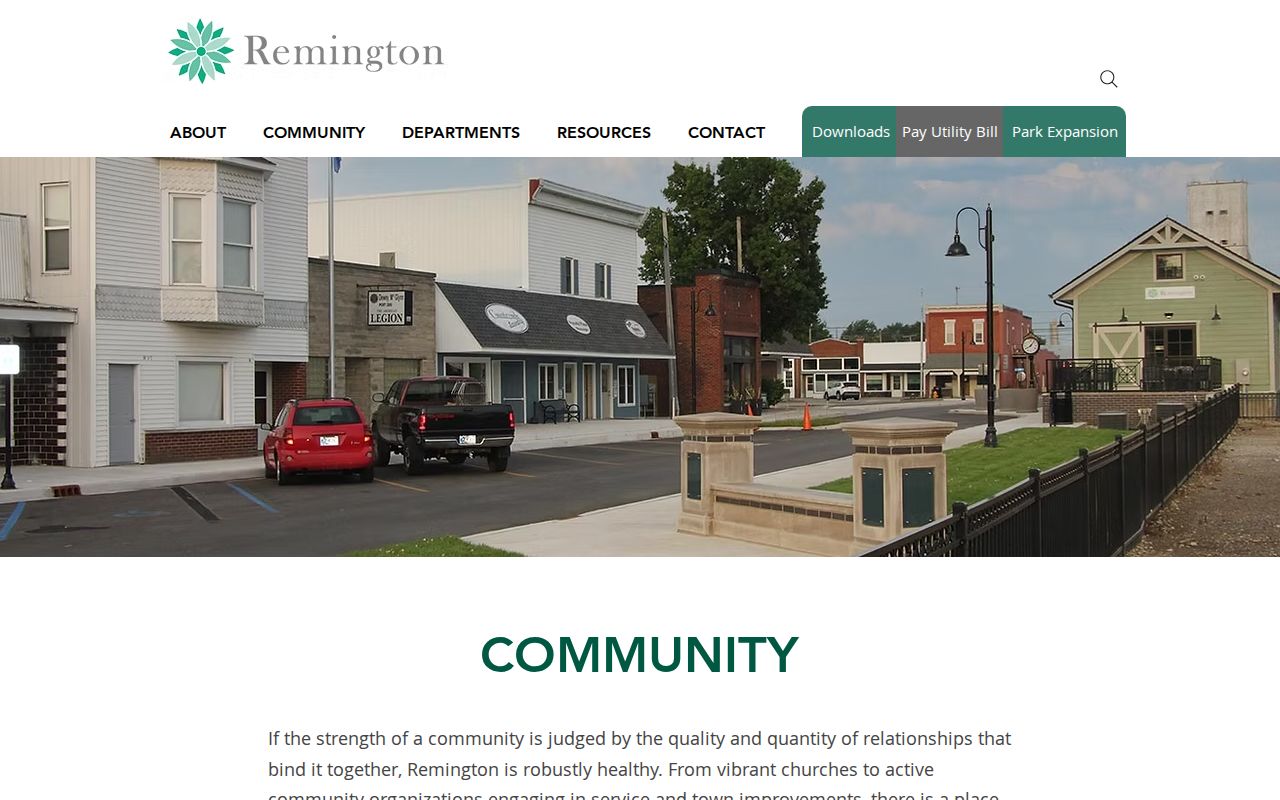 Town of Remington webpage listing the police contact number